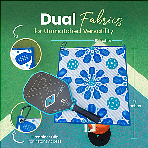 Pickleball Towel - Blue Flower Microfiber & Cotton Towel