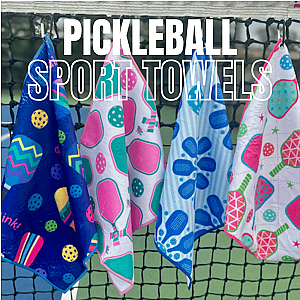 Pickleball Towel - Blue Flower Microfiber & Cotton Towel