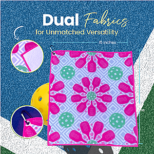 Pickleball Towel - Pink Flower Microfiber & Cotton Towel