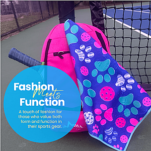 Pickleball Towel - Paw Print Microfiber & Cotton Athletic Towels with Carabiner Clip
