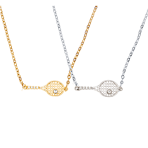 Tennis Racket Rhinestone Necklace- Pick Color