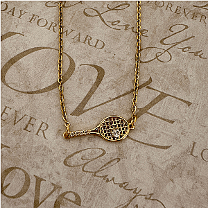 Tennis Racket Rhinestone Necklace- Pick Color
