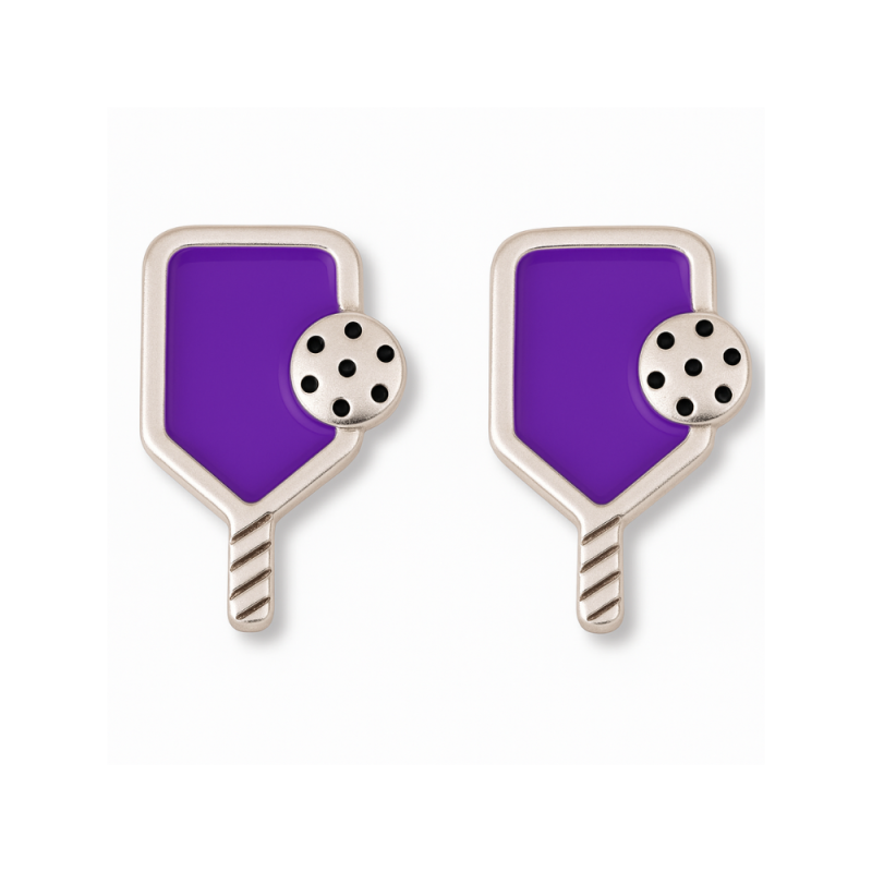 Purple Pickleball Paddle Stud Earrings
