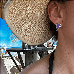Purple Pickleball Paddle Stud Earrings