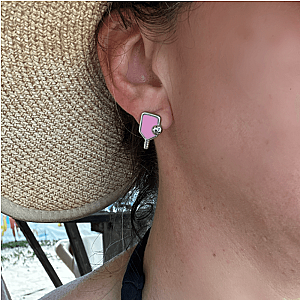 Pink Pickleball Paddle Stud Earrings