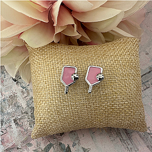 Pink Pickleball Paddle Stud Earrings