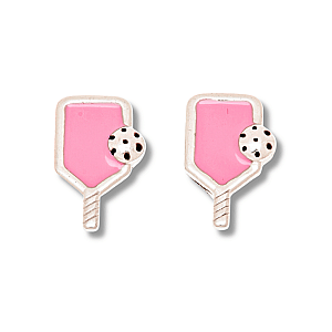 Pink Pickleball Paddle Stud Earrings