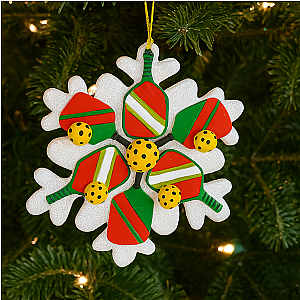 Pickleball Snowflake Christmas Ornament