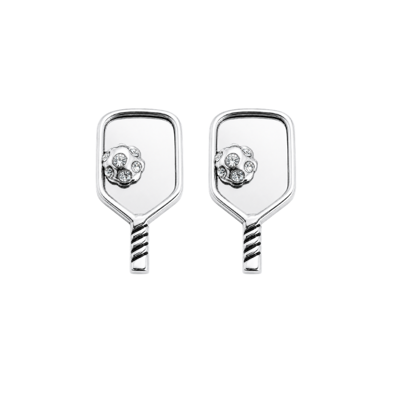Silver Pickleball Paddle Stud Earrings