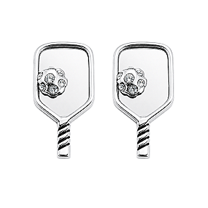Silver Pickleball Paddle Stud Earrings