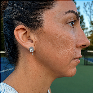 Silver Pickleball Paddle Stud Earrings