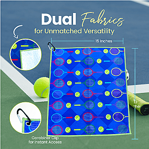 Tennis Towel- Microfiber & Cotton Athletic Towels with Carabiner Clip