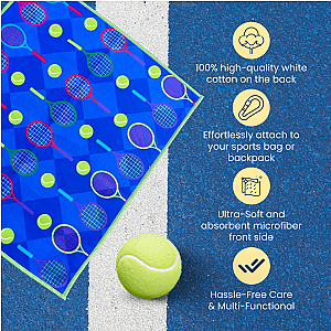Tennis Towel- Microfiber & Cotton Athletic Towels with Carabiner Clip