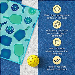 Pickleball Towel- Microfiber & Cotton Athletic Towels with Carabiner Clip