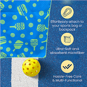 Pickleball Microfiber Towel - Blue/Green