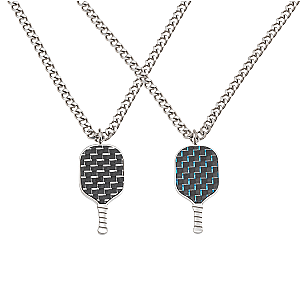 Men's Pickleball Stainless Steel Carbon Fiber Necklace