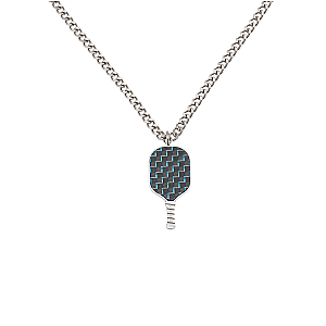 Men's Pickleball Stainless Steel Carbon Fiber Necklace