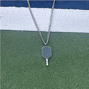 Men's Pickleball Stainless Steel Carbon Fiber Necklace