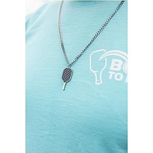 Men's Pickleball Stainless Steel Carbon Fiber Necklace
