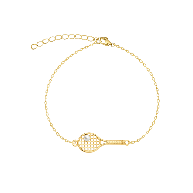 Gold Tennis Racket Chain Bracelet