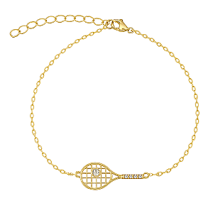 Gold Tennis Racket Chain Bracelet