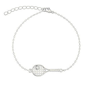 Silver Tennis Racket Adjustable Bracelet