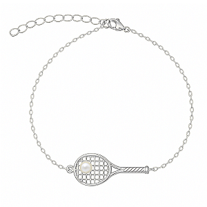 Silver Tennis Racket Adjustable Bracelet