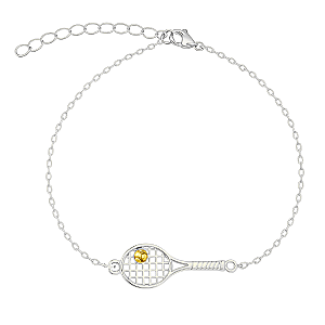 Silver Tennis Racket Adjustable Bracelet