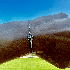 Silver Tennis Racket Adjustable Bracelet