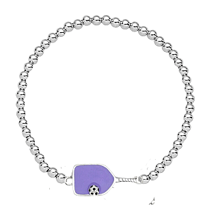 Sterling Silver Pickleball Beaded Stretch Bracelet