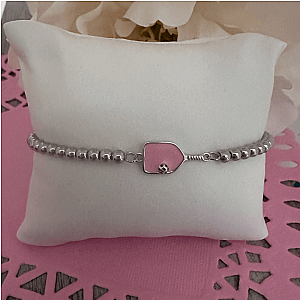Sterling Silver Pickleball Beaded Stretch Bracelet