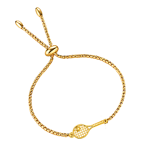 Gold Tennis Racket Adjustable Bracelet