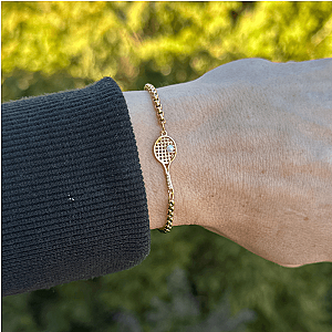 Gold Tennis Racket Adjustable Bracelet