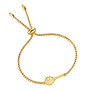 Gold Tennis Racket Adjustable Bracelet