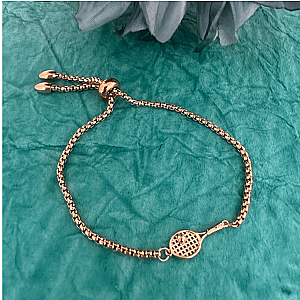 Gold Tennis Racket Adjustable Bracelet