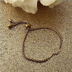Gold Tennis Racket Adjustable Bracelet