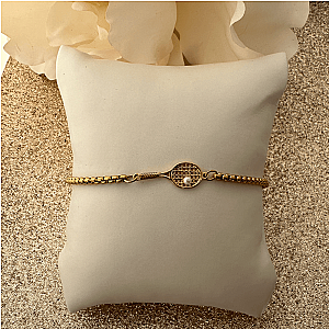 Gold Tennis Racket Adjustable Bracelet