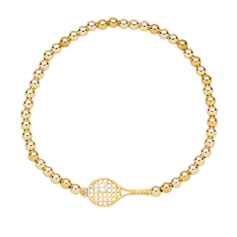 Pearl Tennis Racket Beaded Bracelet