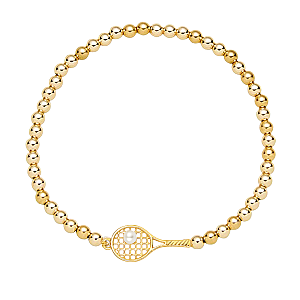 Pearl Tennis Racket Beaded Bracelet