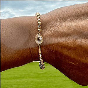 Pearl Tennis Racket Beaded Bracelet