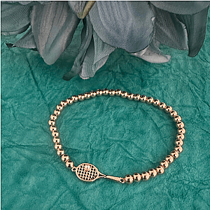Pearl Tennis Racket Beaded Bracelet
