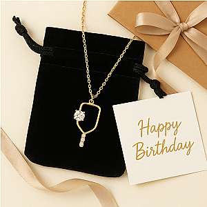 Gold Serve and Sparkle Pickleball Necklace