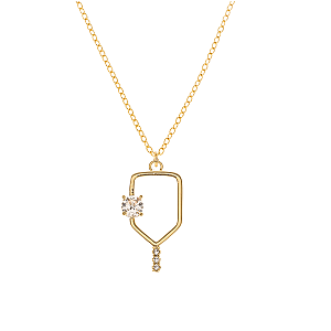 Gold Serve and Sparkle Pickleball Necklace