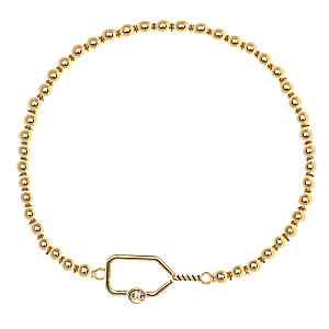 Pickleball Paddle Beaded Rhinestone Bracelet -Gold