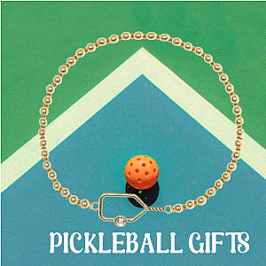 Pickleball Paddle Beaded Rhinestone Bracelet -Gold