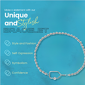 Pickleball Paddle Beaded Rhinestone Bracelet -Silver