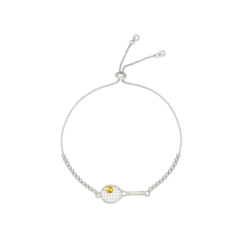 Tennis Racket Beaded Slider Bracelet