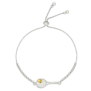 Tennis Racket Beaded Slider Bracelet