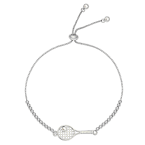 Tennis Racket Beaded Slider Bracelet