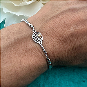 Tennis Racket Beaded Slider Bracelet